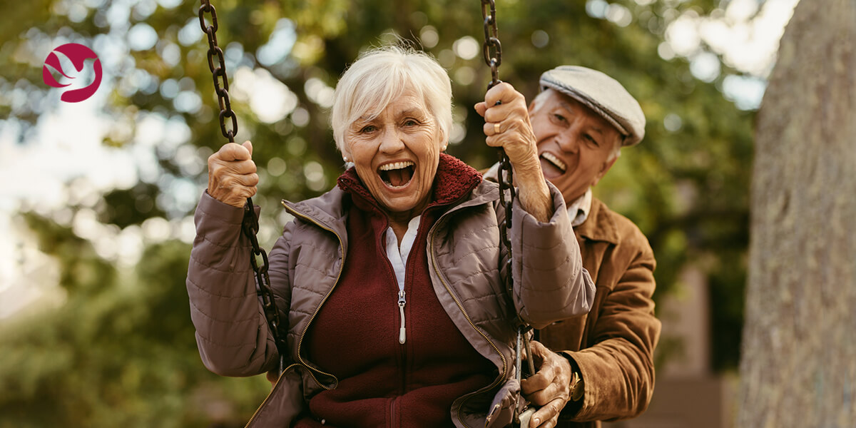 Elderly couple enjoying time outdoors