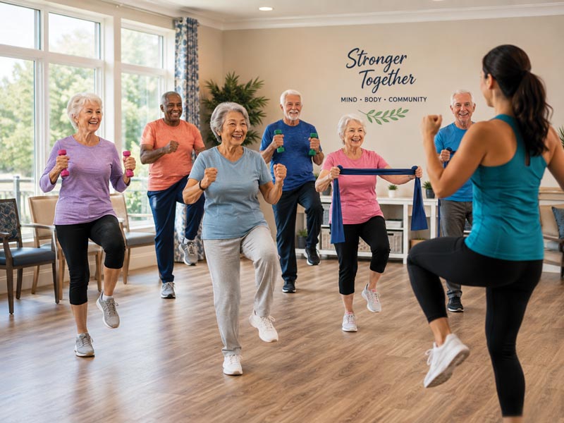 Resident's exercise class